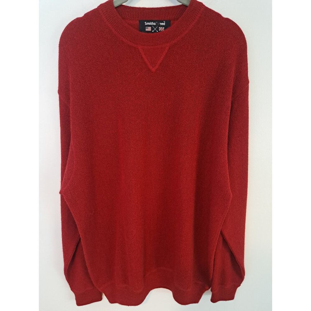 Smith & Tweed Sweater Men's Large Red Baby Alpaca Long Sleeve Golf